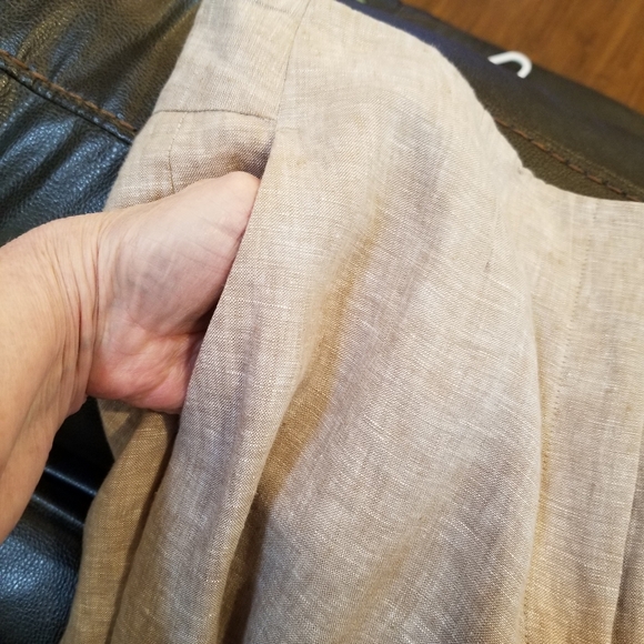 Talbots Pants Women's 12 Southampton Pant Camel Tan Straight Leg Classic Linen - Picture 5 of 11